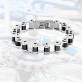 Black and Stainless Steel Biker Chain Bracelet