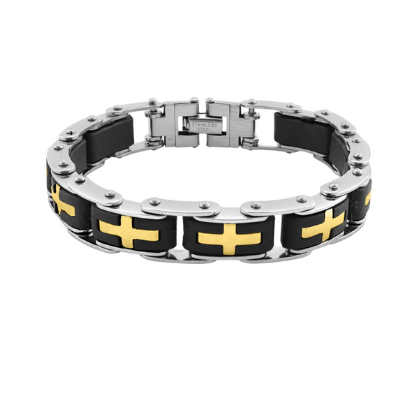 Bike Chain Bracelet with Cross