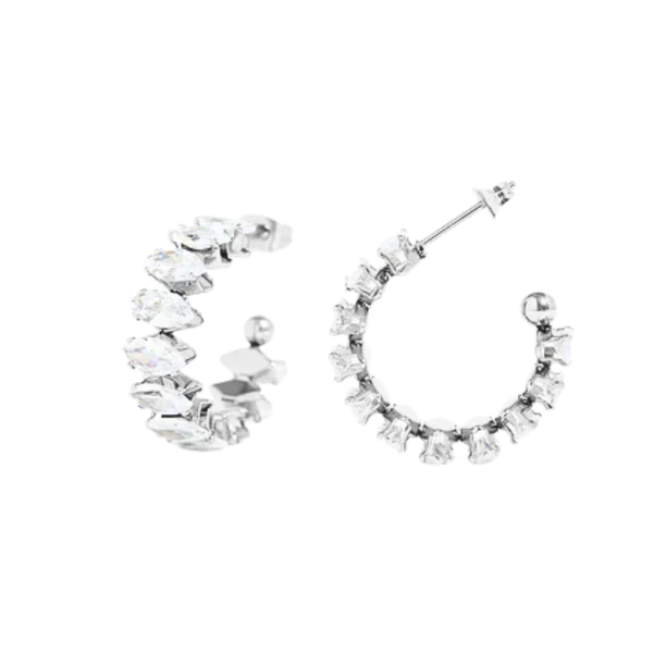 Glamorous Marquis CZ Open Hoop Earrings
