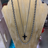 Black Inlay Cross Pendant Necklace