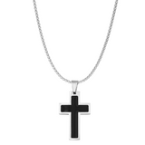Black Inlay Cross Pendant Necklace