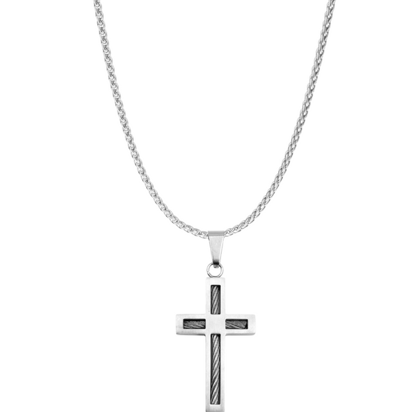 Textured Cross Pendant Necklace