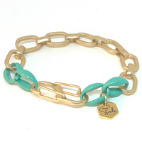Turquoise Enamel Plated Chunky Chain Bracelet