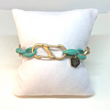 Turquoise Enamel Plated Chunky Chain Bracelet